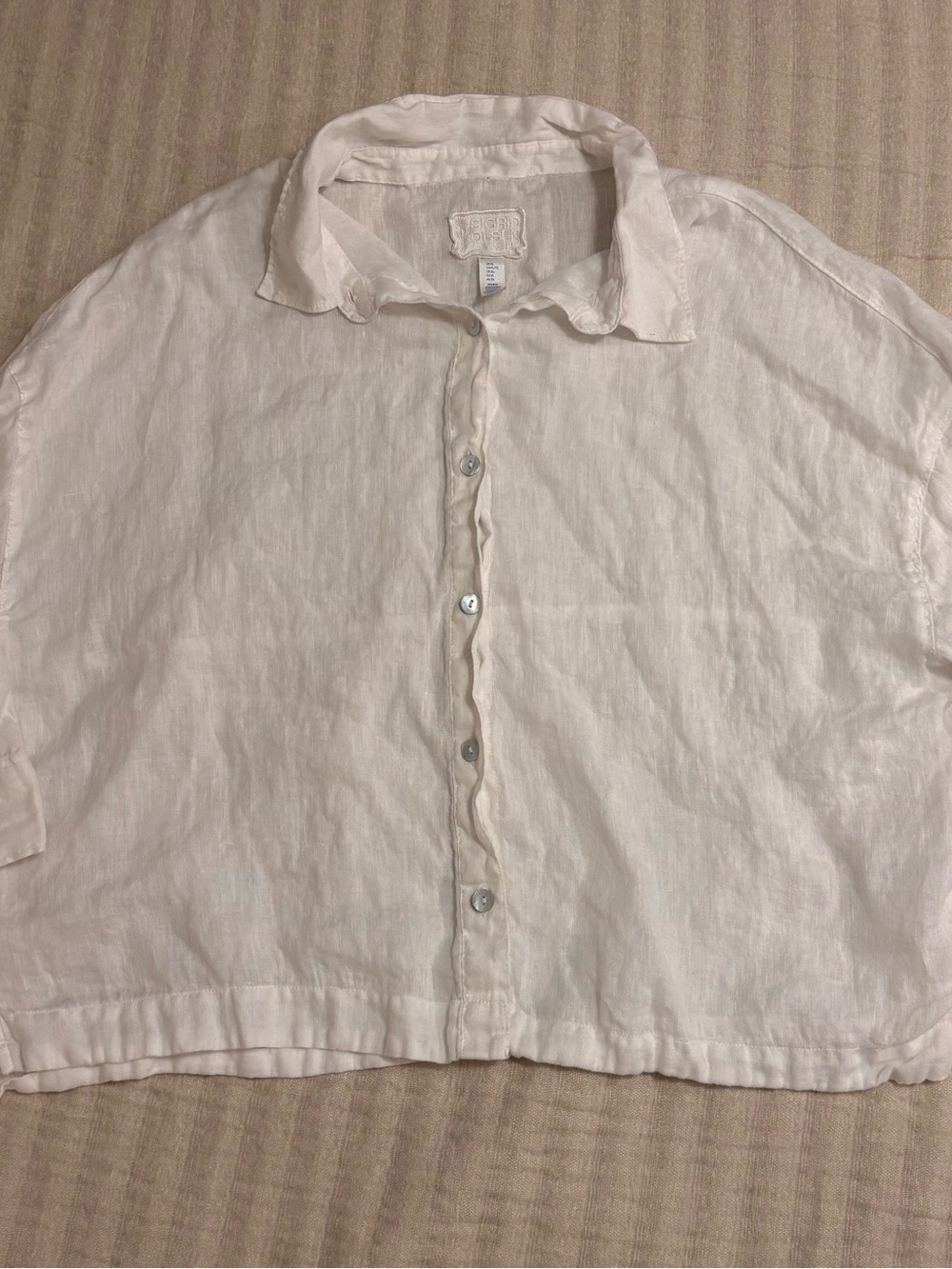 Sigrid Olsen Cream Button-Down Linen Shirt- XL